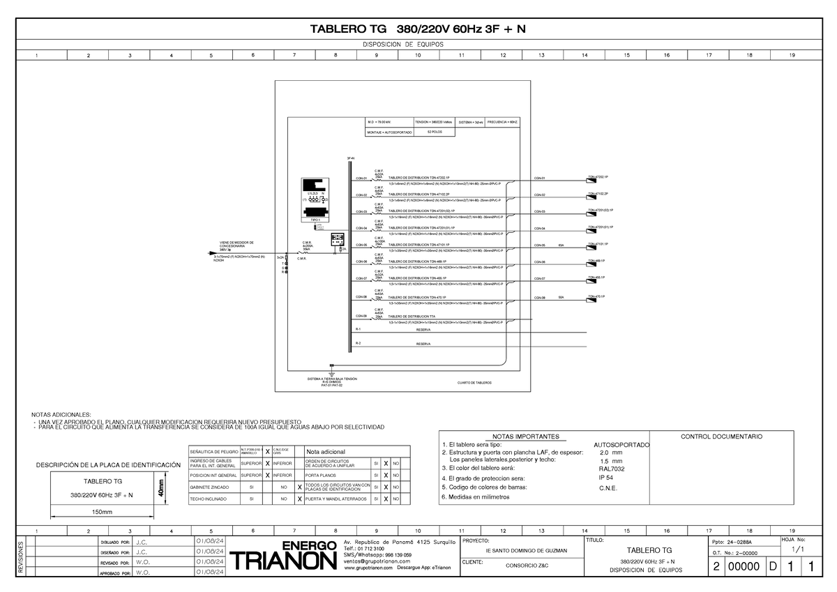 Diagrama Unifilar de Tableros 60Hz 3F N - Sistema de Distribución - Document Preview