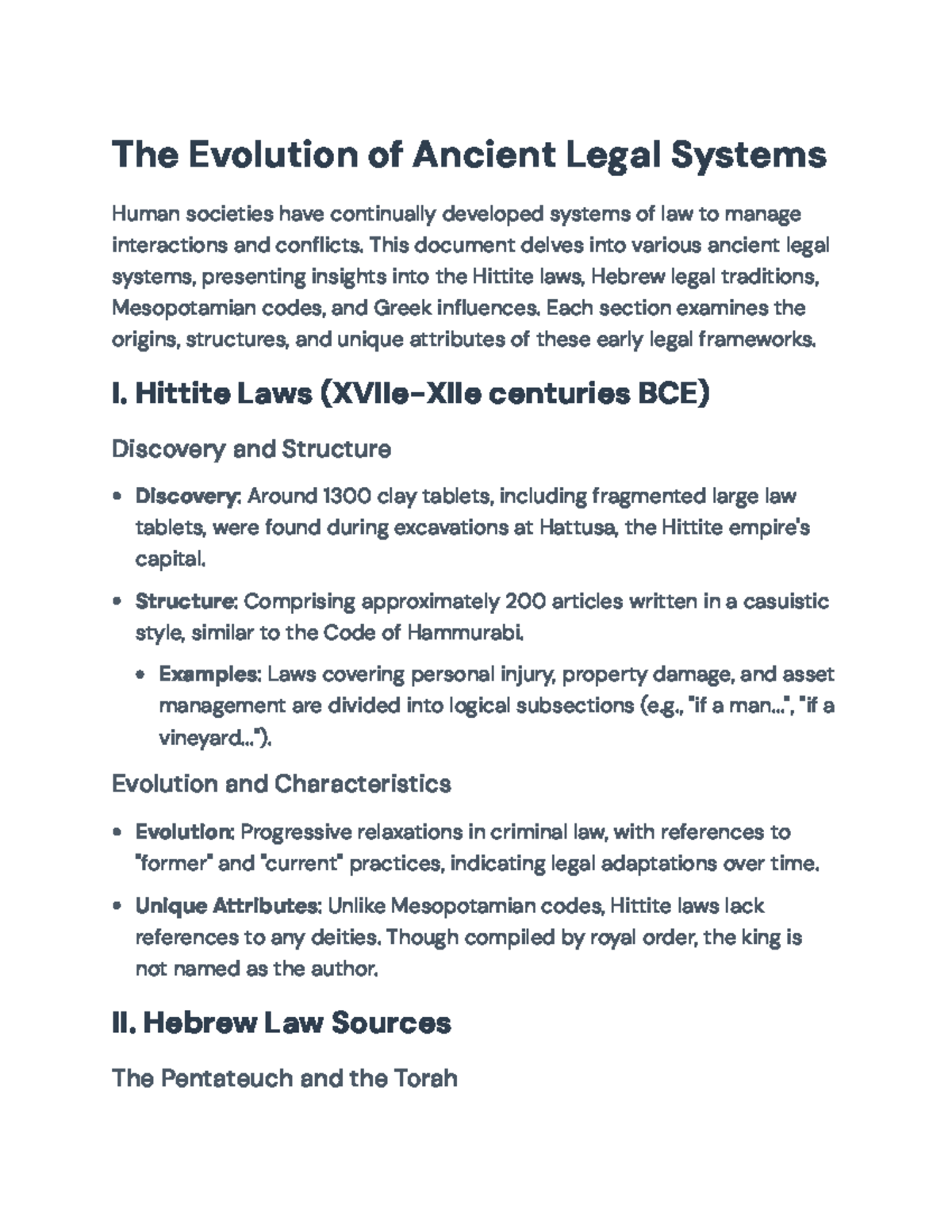 Ancient Legal Systems: Insights on Hittite, Hebrew, Mesopotamian ...