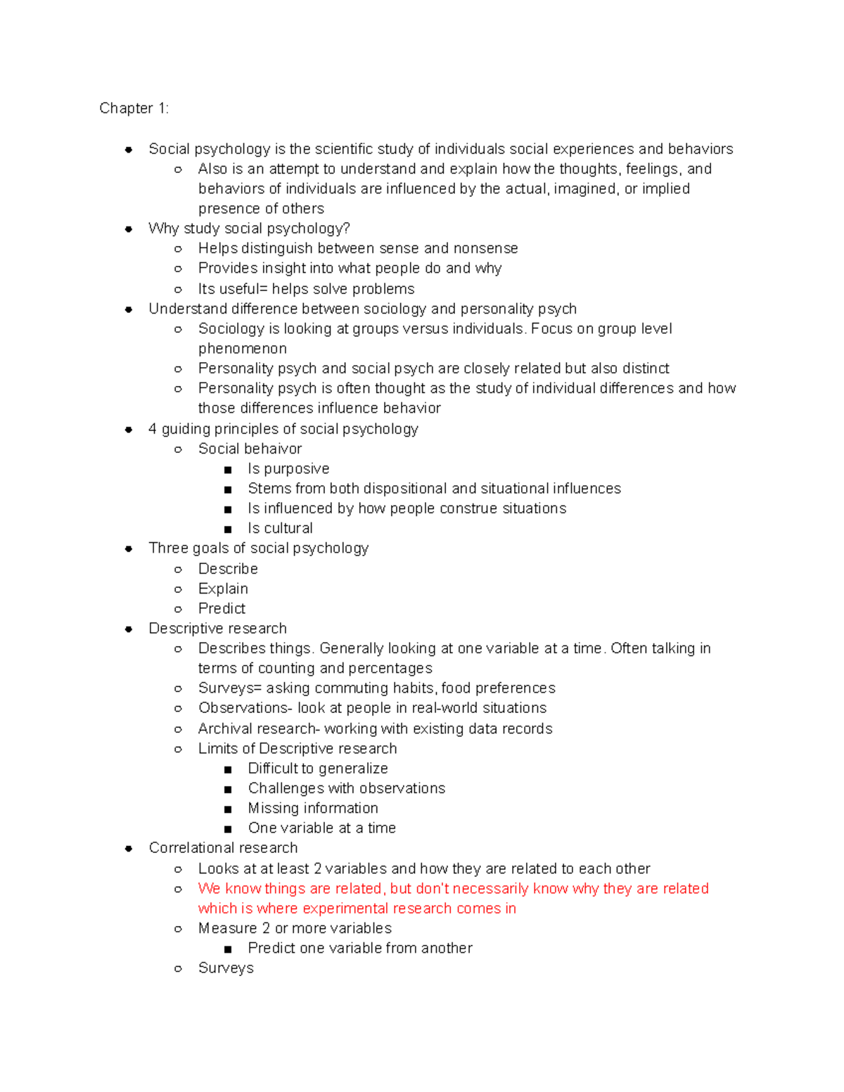 PSY101 Chapter 1: Introduction to Social Psychology Notes - Studocu