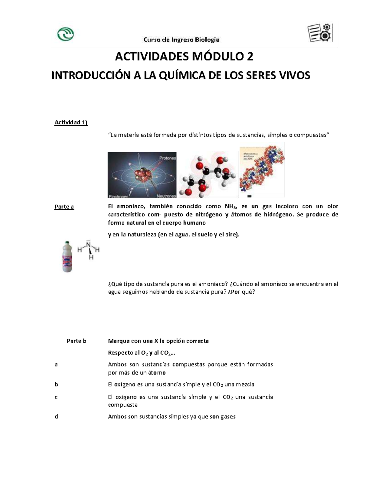 Actividades Módulo 2: Introducción a la Química de los Seres Vivos ...