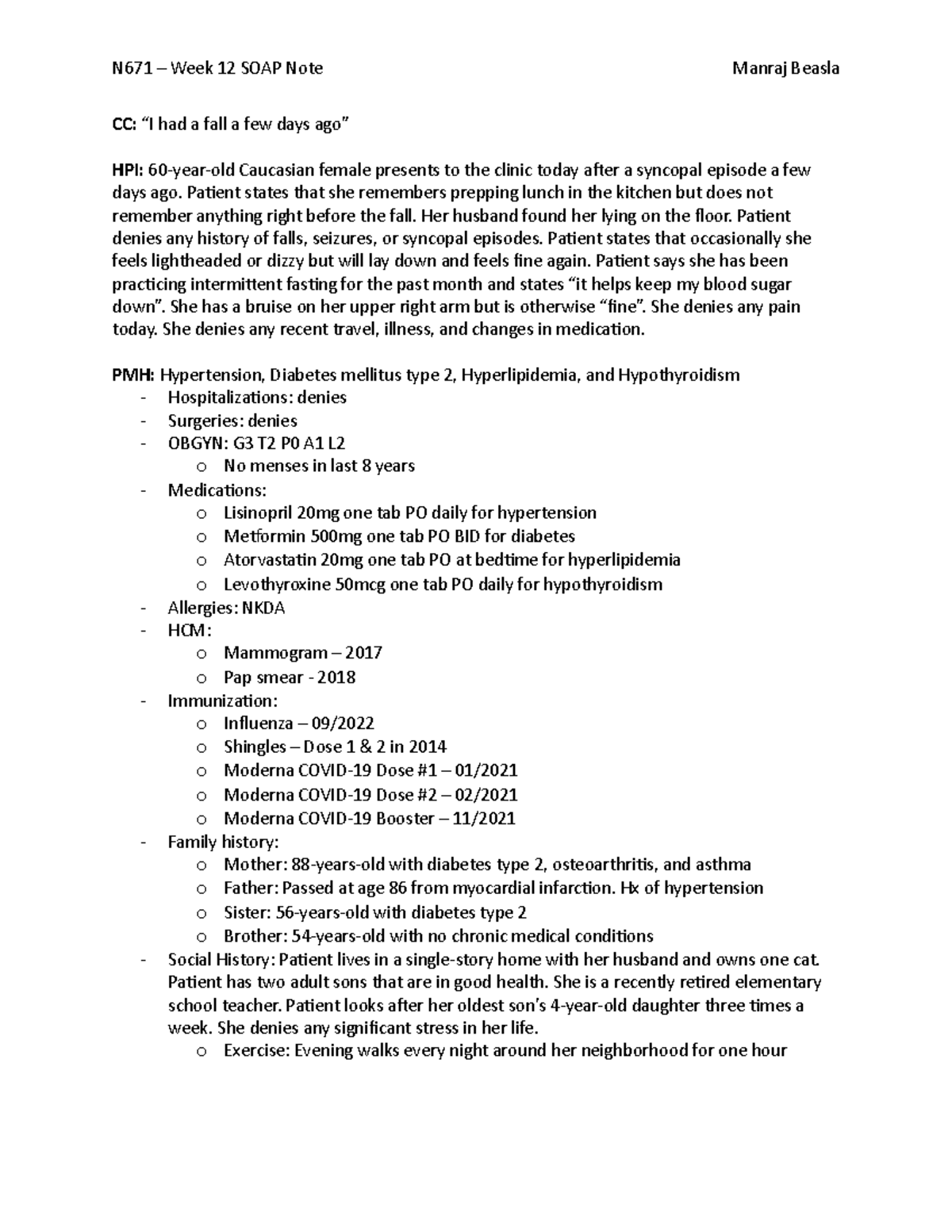 semaglutide soap note Hypoglycemia SOAP Note: Clinical Assessment of Risk Factors and Guidance