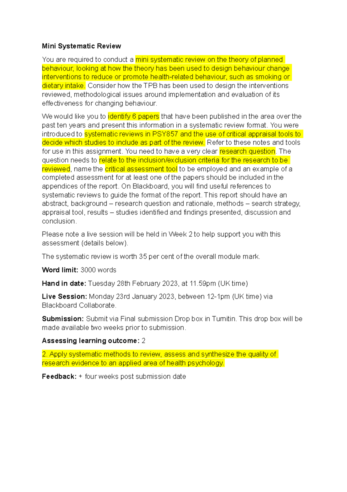 Mini Systematic Review - Consider how the TPB has been used to design ...