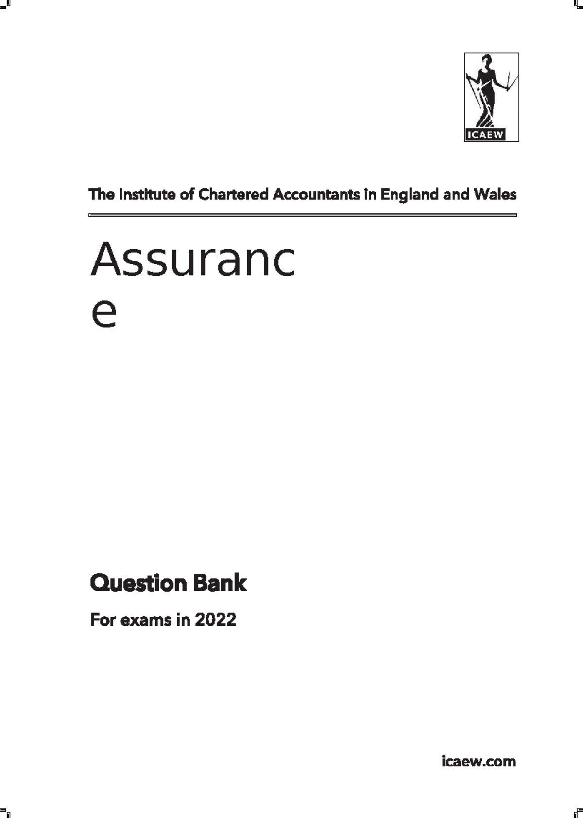 ICAEW Assurance Question Bank 2022: Exam Preparation Guide - Studocu