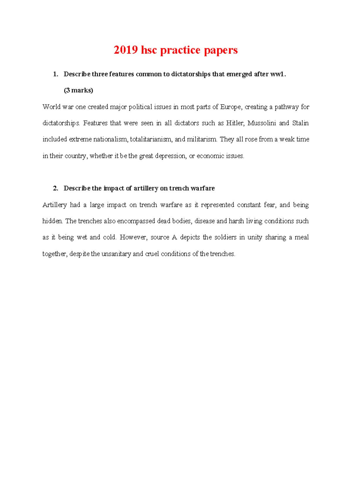 2019 hsc practice papers - 2019 hsc practice papers 1. Describe three ...