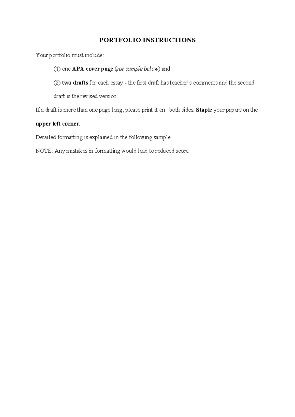 Portfolio format - APA - English Composition K62 - PORTFOLIO ...