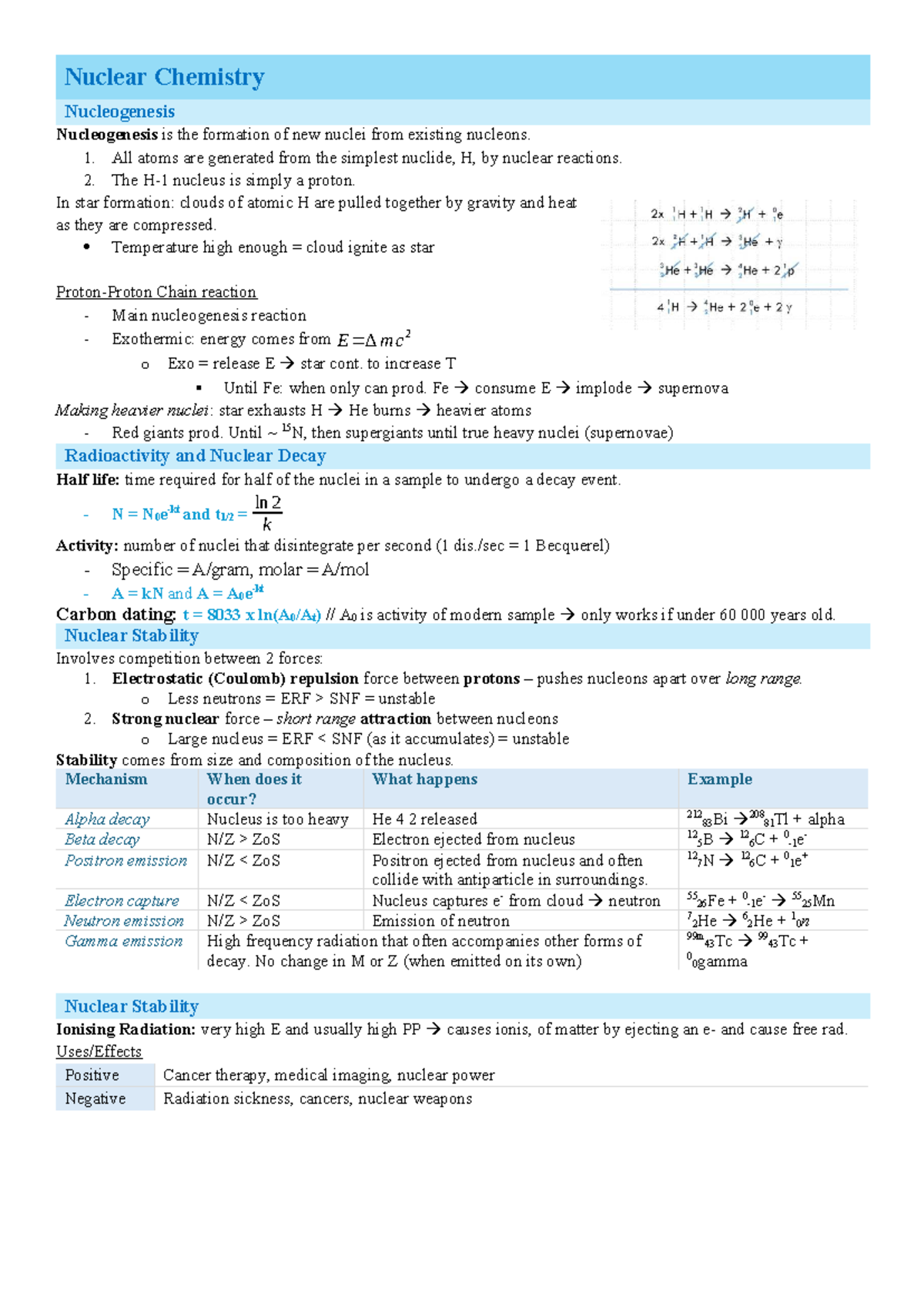 Nuclear Chemistry (CHEM 301) - Comprehensive Study Notes - Studocu