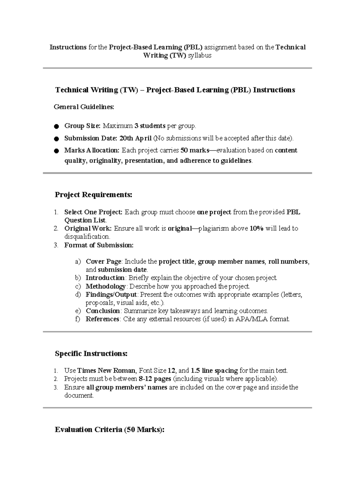 TW PBL Assignment Instructions: Guidelines & Requirements - Studocu