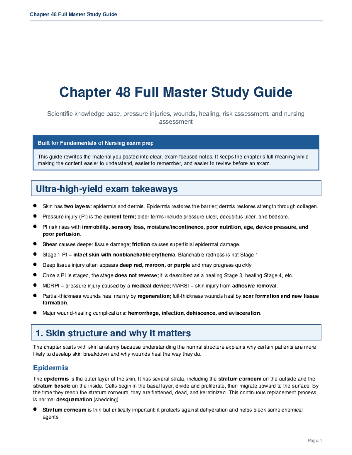 Chapter 48 Wound Care Lecture Notes for Nursing Exam Prep - Studocu