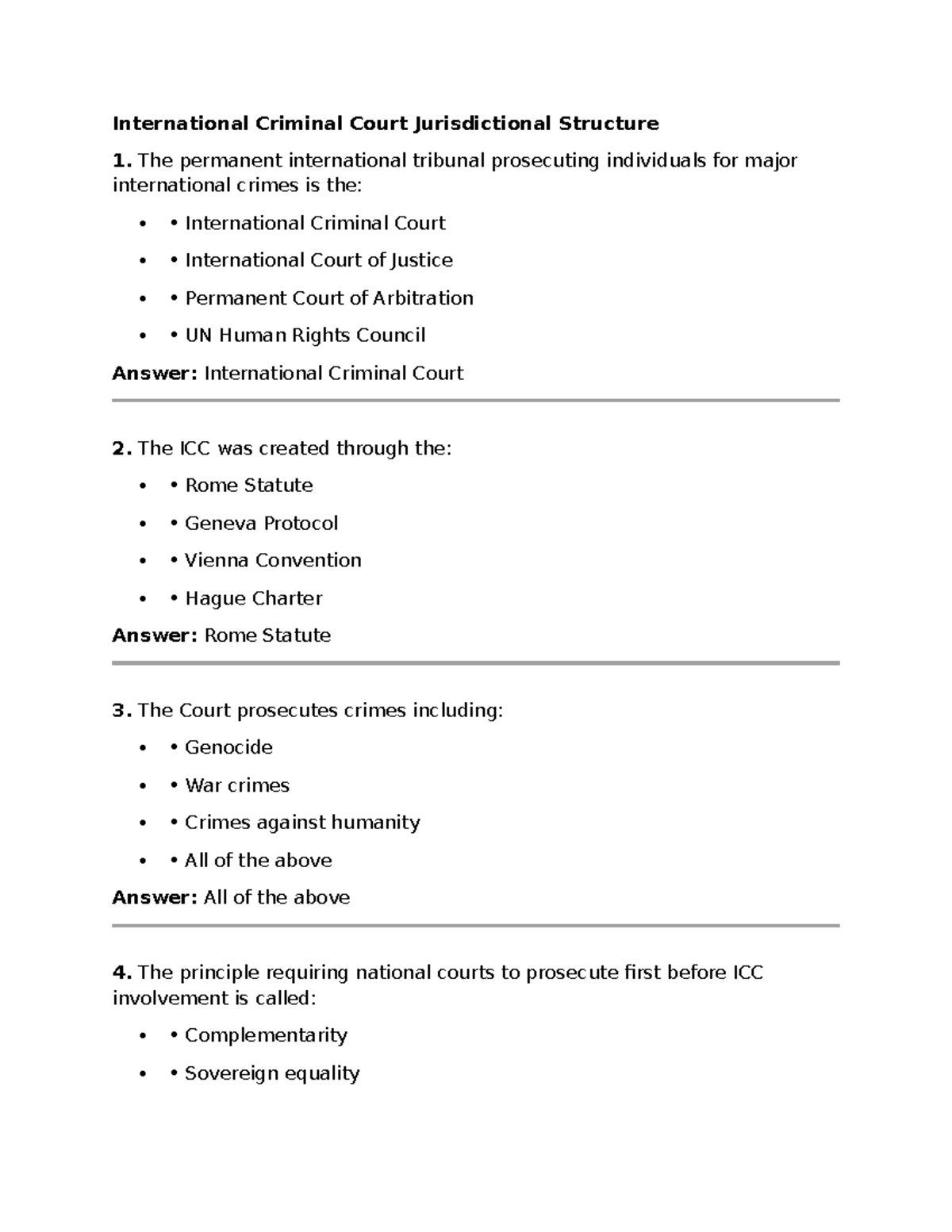 International Criminal Court (ICC) Jurisdiction Overview - Studocu