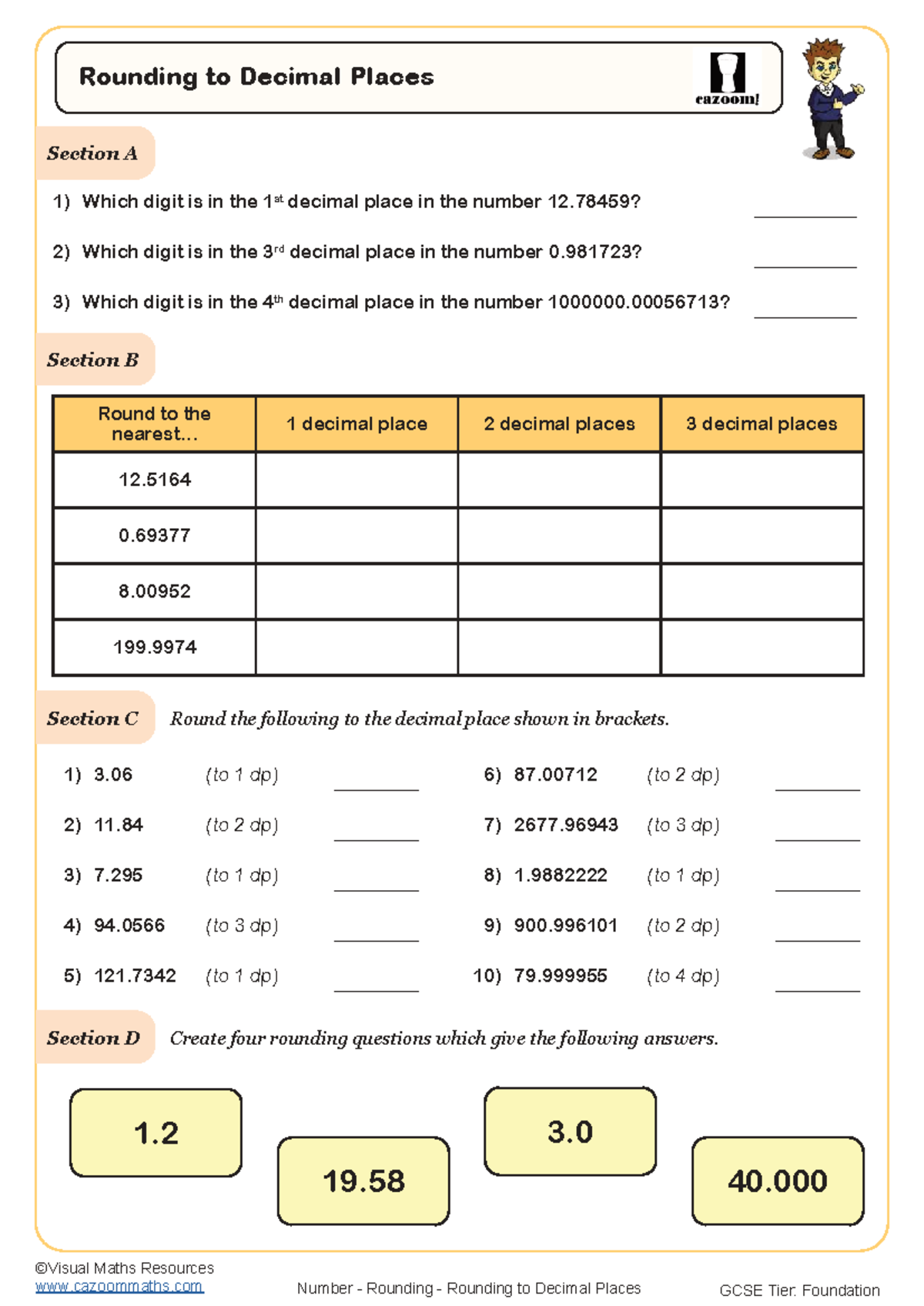 Rounding to Decimal Places - GCSE Maths Resources (Foundation) - Studocu