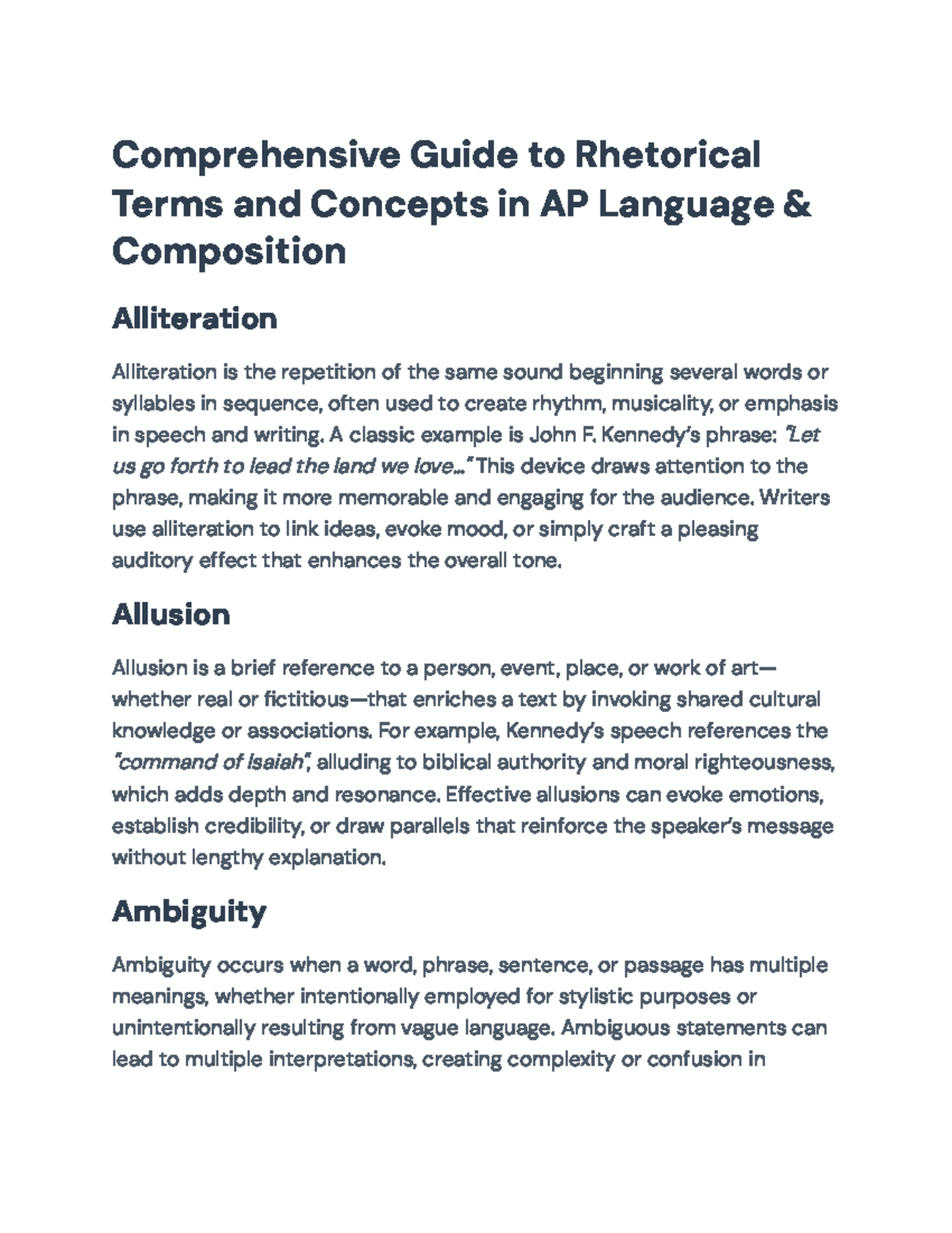 Comprehensive Guide to Rhetorical Terms in AP Language & Composition ...