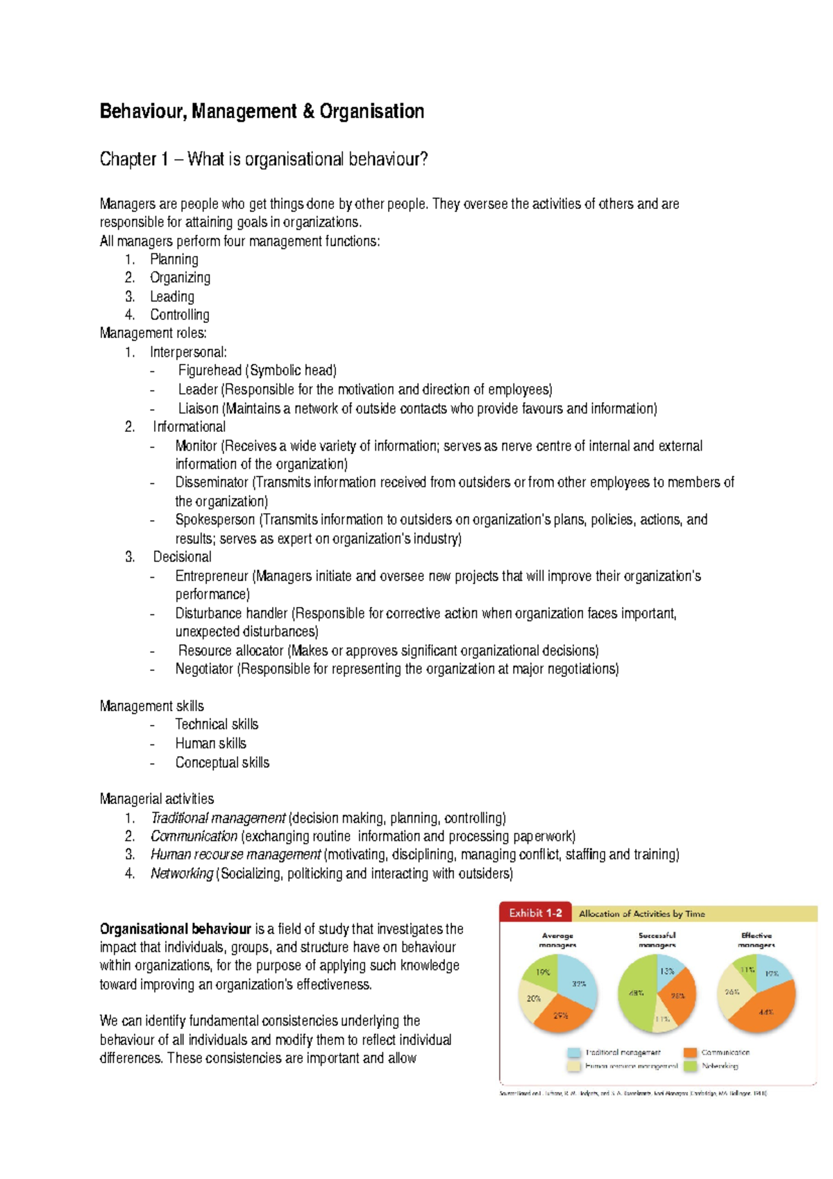 Summary of Organizational Behaviour Concepts (OB - Robbins & Judge ...