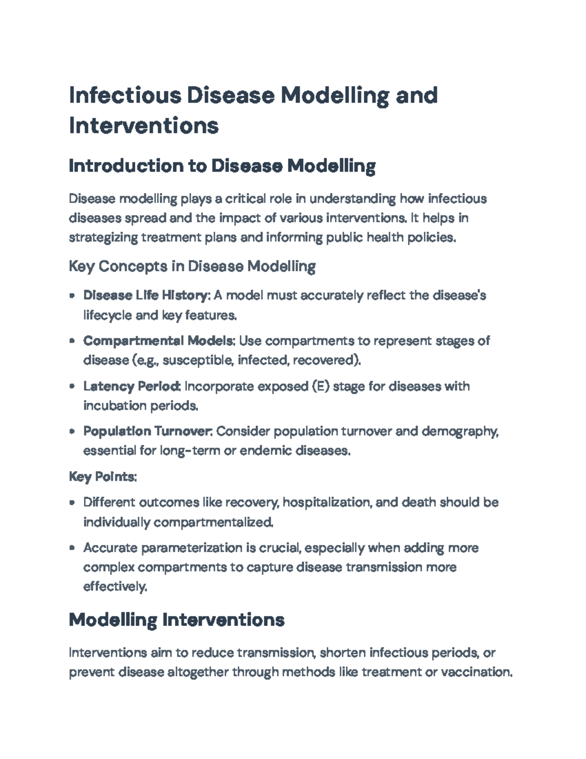 Disease Modelling and Interventions Overview: Key Concepts & Case ...