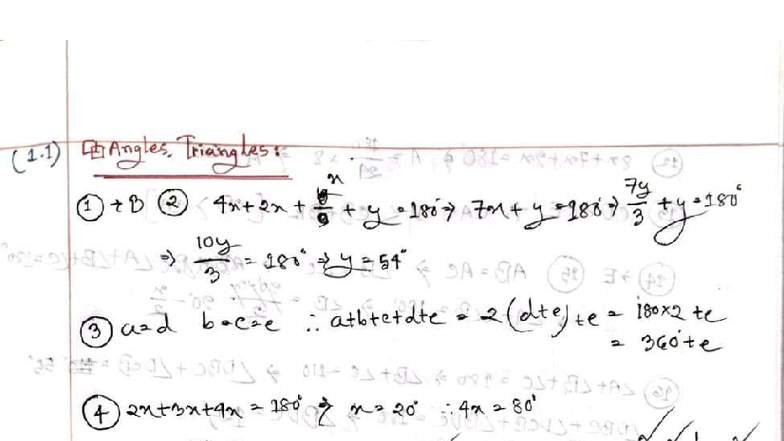 Mentors Math Q Bank: Angles and Triangles Study Guide - Studocu