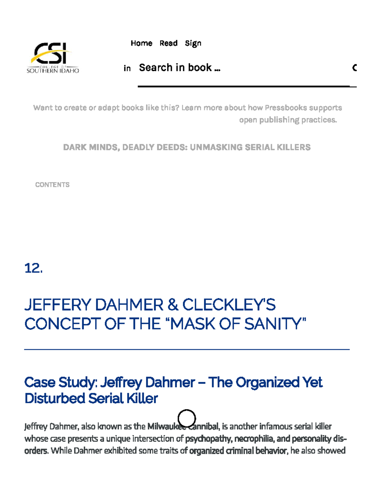 CSI 101: Case Study on Jeffrey Dahmer - Understanding Psychopathy - Studocu