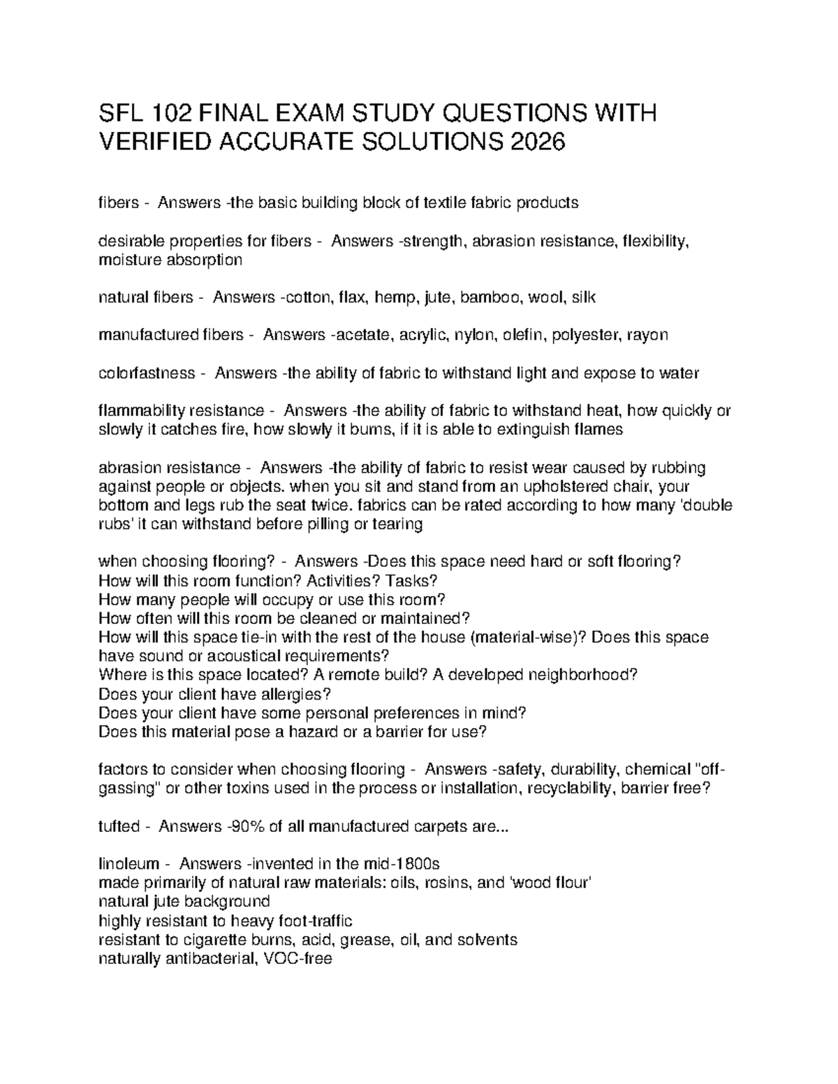 SFL 102 Final Exam Study Guide: Verified Solutions & Key Concepts 2026 ...