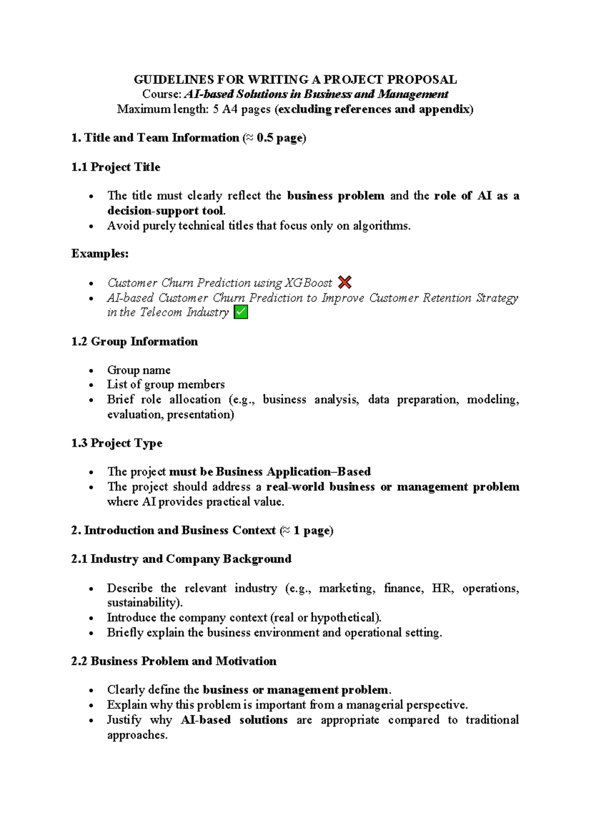 Guidelines for Writing a Project Proposal (Course: Solutions in ...