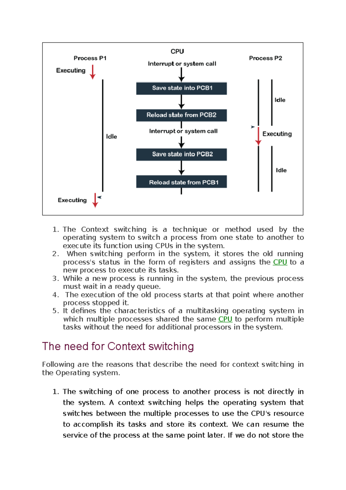 UNIT 3: Context Switching in Operating Systems Explained - Studocu