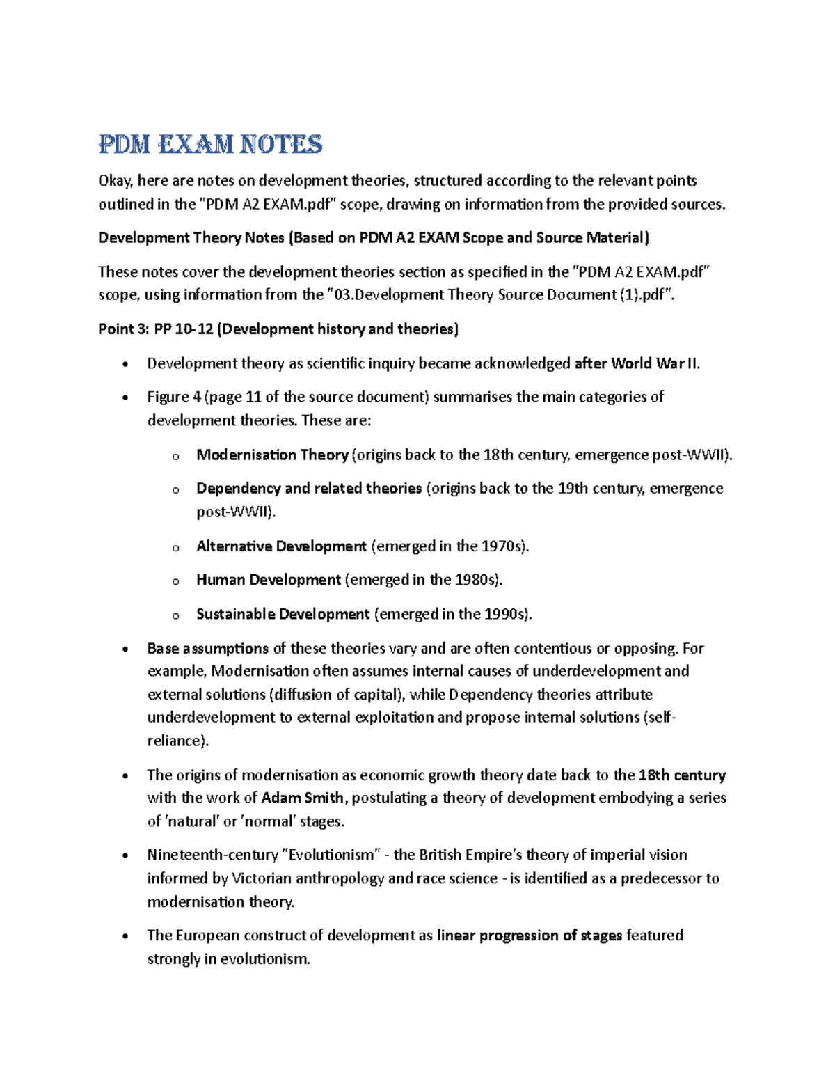 PDM 114 - Development Theories Exam Notes Summary - Studocu