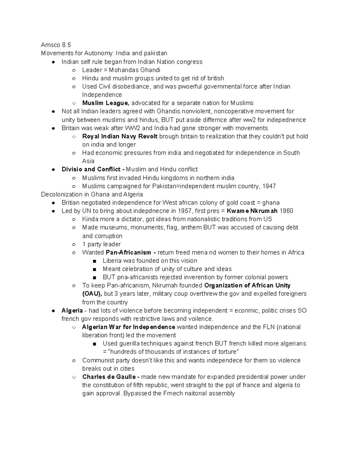 Amsco 8 - Just amazon notes - Amsco 8. Movements for Autonomy: India ...