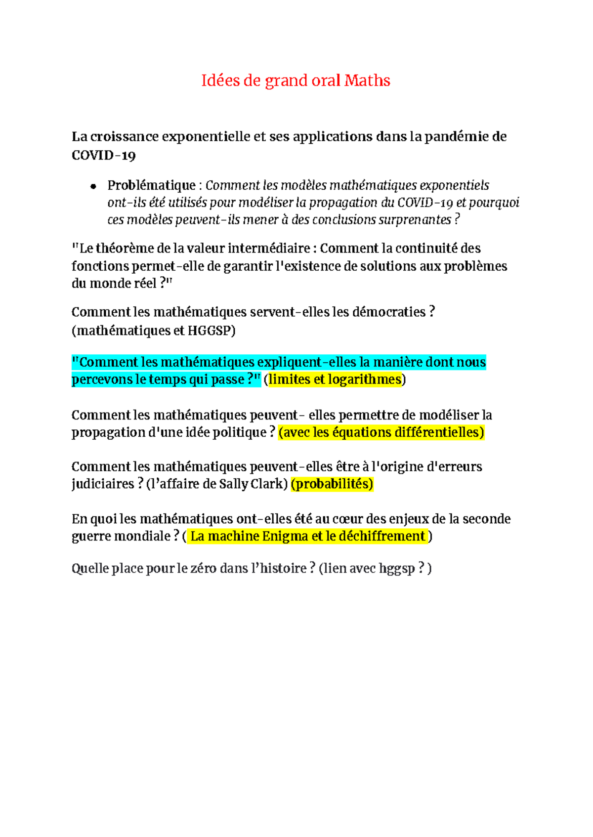 Idées de Grand Oral Maths Croissance Exponentielle et Applications — free download
