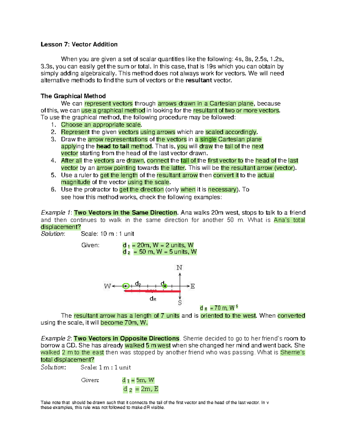 Lesson 7: Graphical Method for Vector Addition in Physics - Studocu