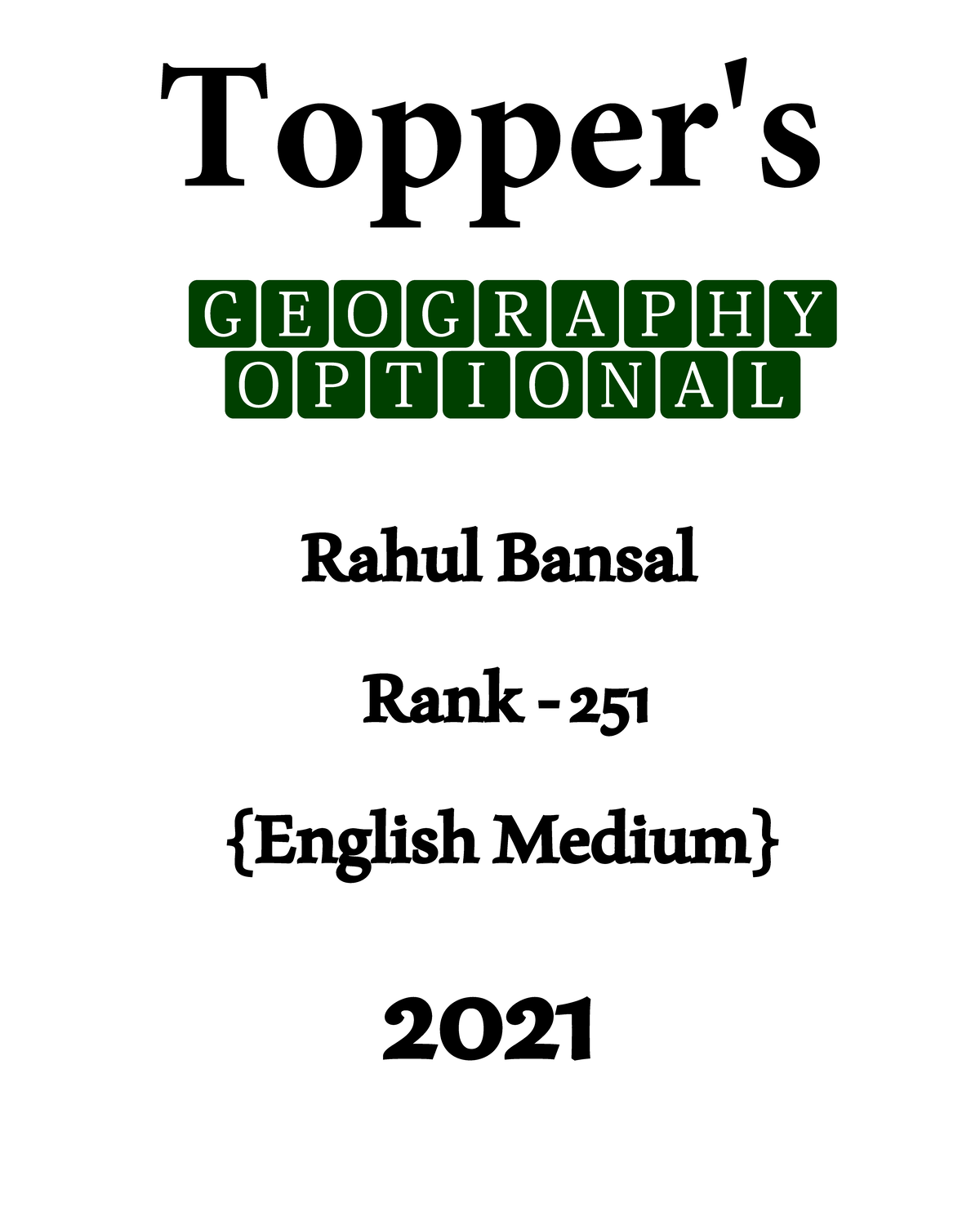 Rahul Bansal's Geography Final Exam Notes (2021) - Studocu