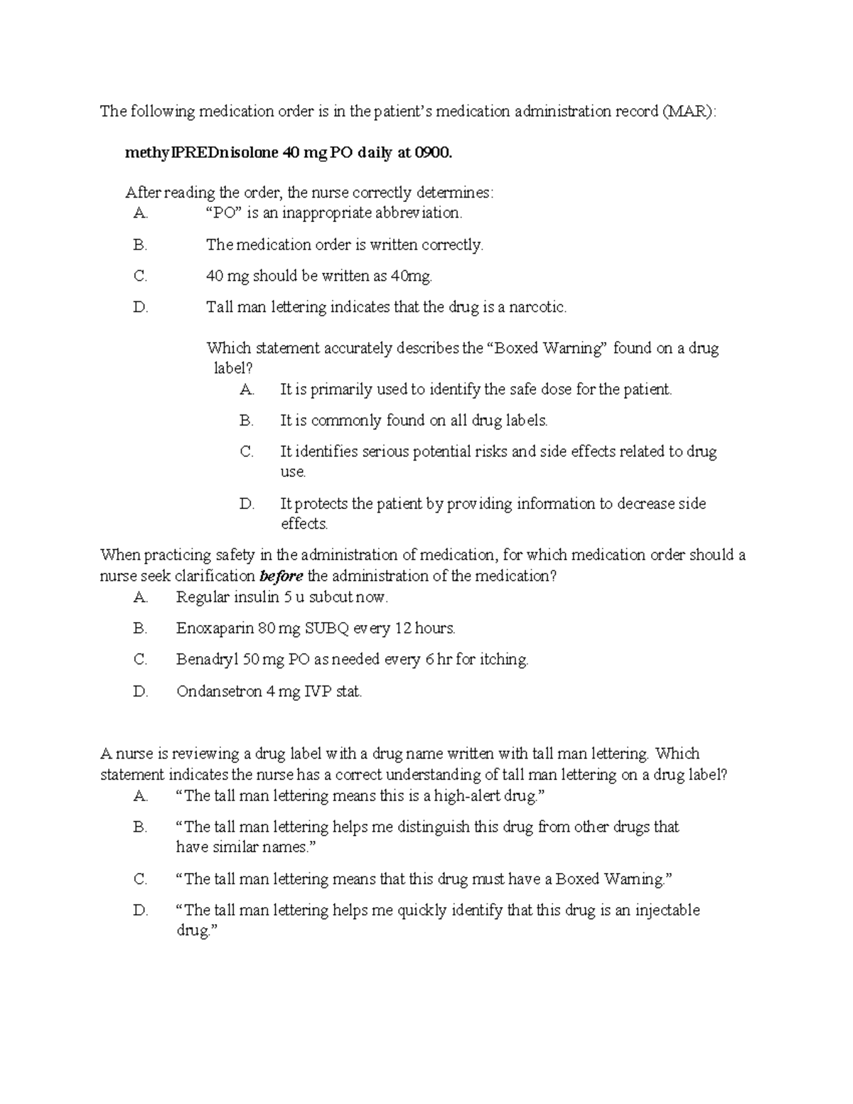 Unit II Practice Math: Medication Administration & Dosage Calculations ...