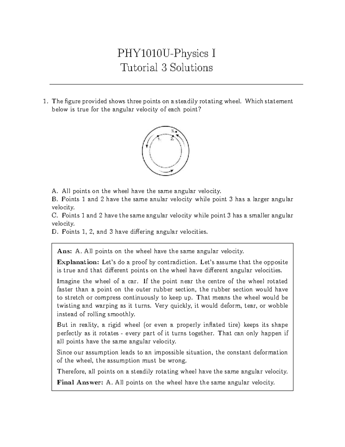 Test 3 Solutions - Circular Motion Concepts and Problems - Studocu