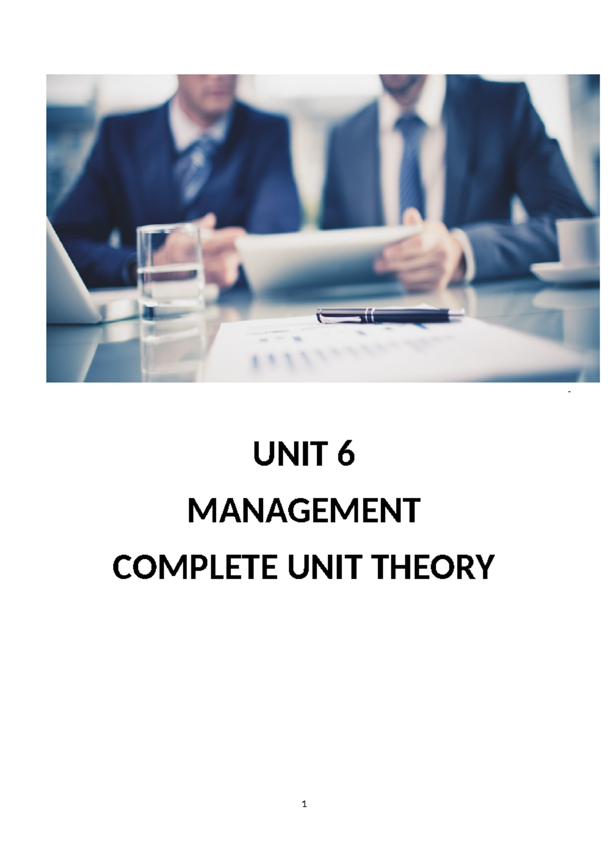 Unit 6 Management Theory: Comprehensive Overview and Key Concepts - Studocu