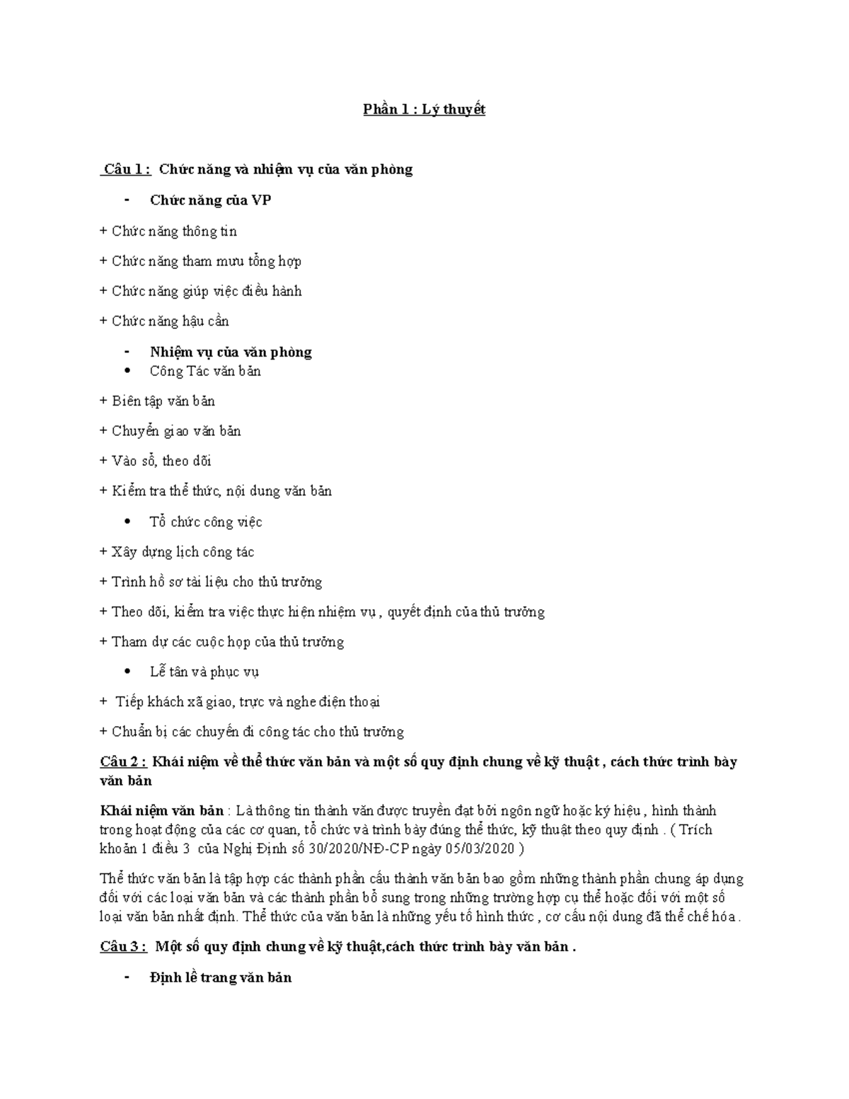 QUẢN TRỊ VĂN PHÒNG: Lý Thuyết và Thực Hành Văn Bản - Document Preview