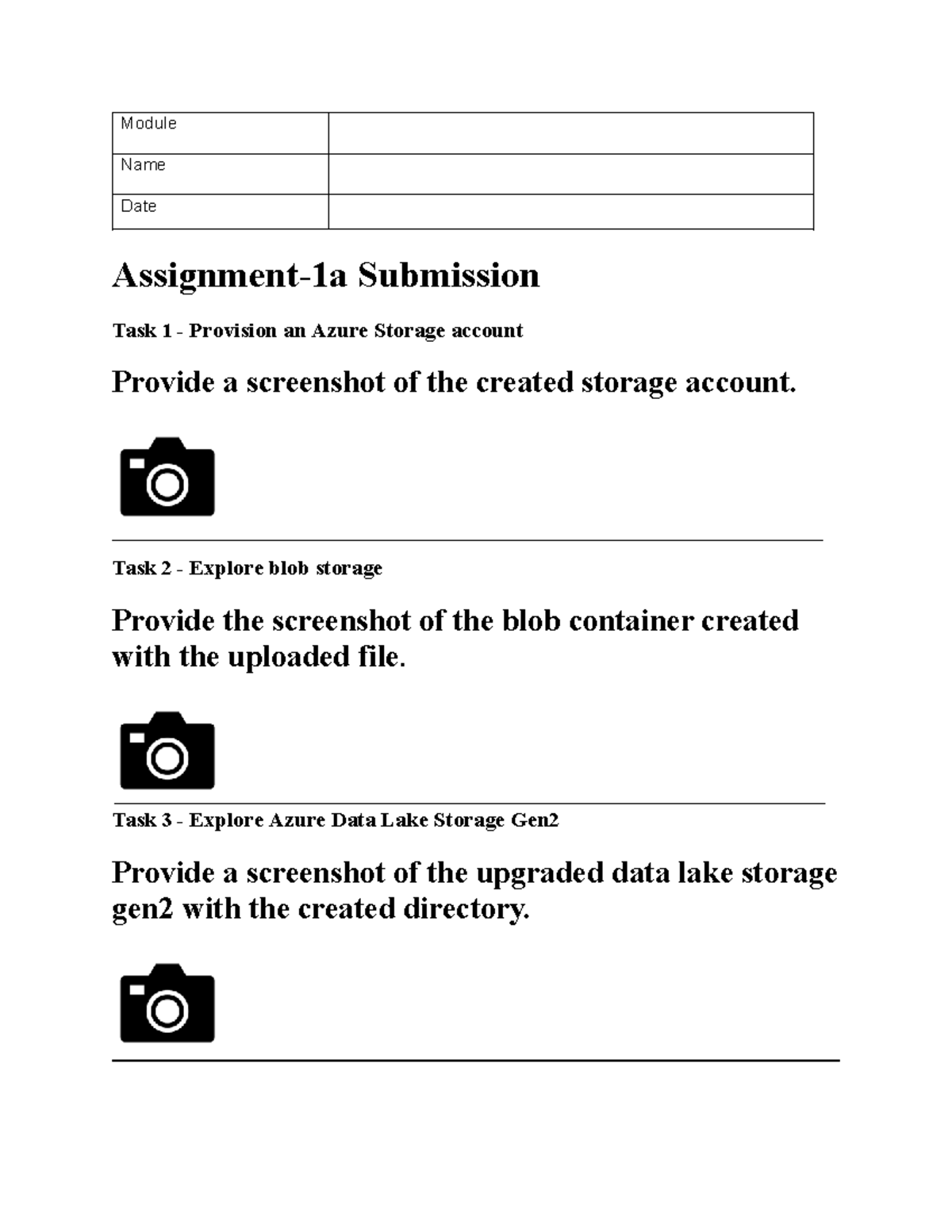 Assignment 1a: Azure Storage & Data Lake Exploration Tasks - Studocu
