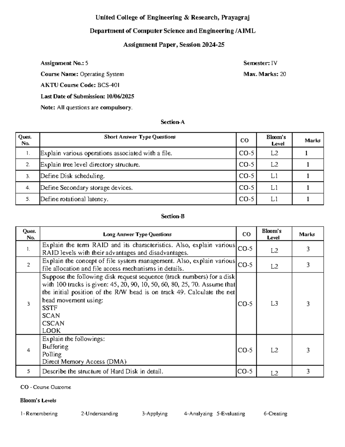 OS Assignment-5: File Operations & Disk Scheduling Concepts - Studocu