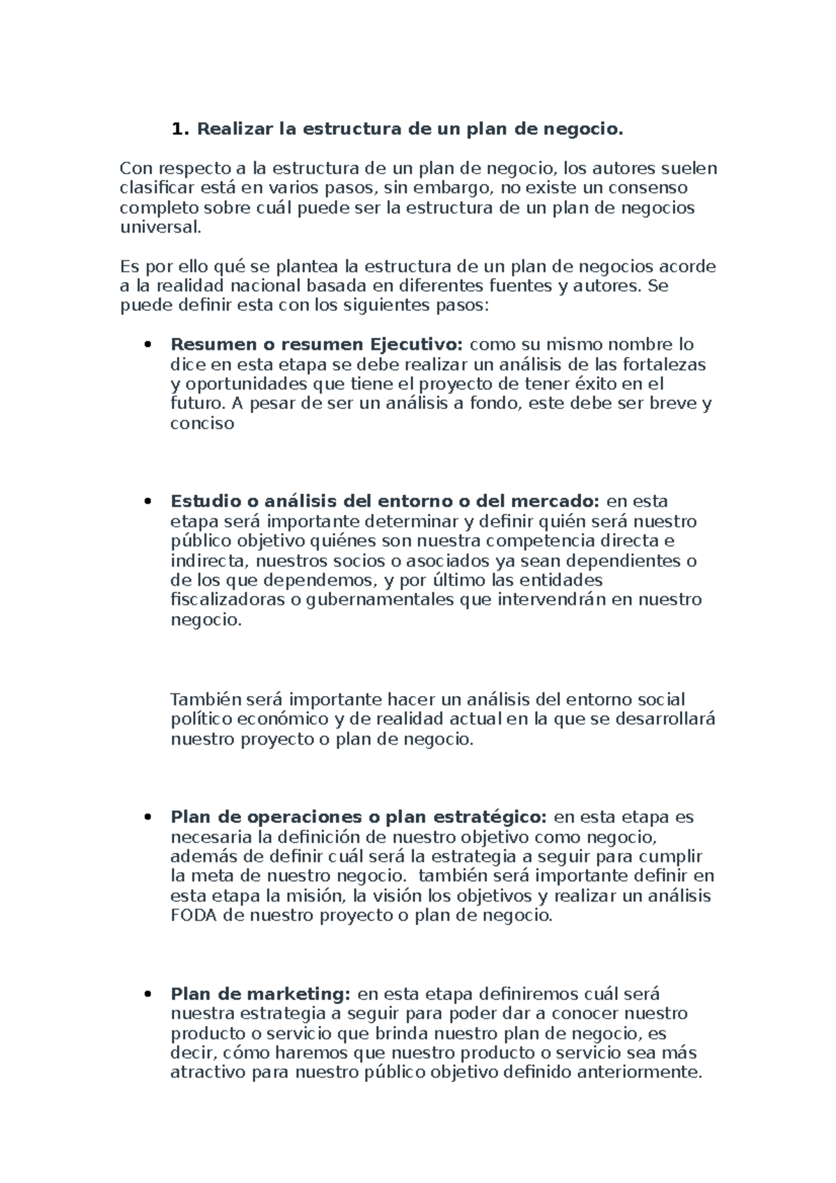Realizar la estructura de un plan de negocio - Contabilidad general ...