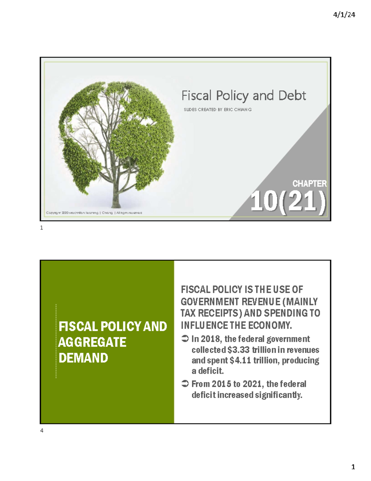 Chapter 10: Fiscal Policy and Debt Overview - Studocu