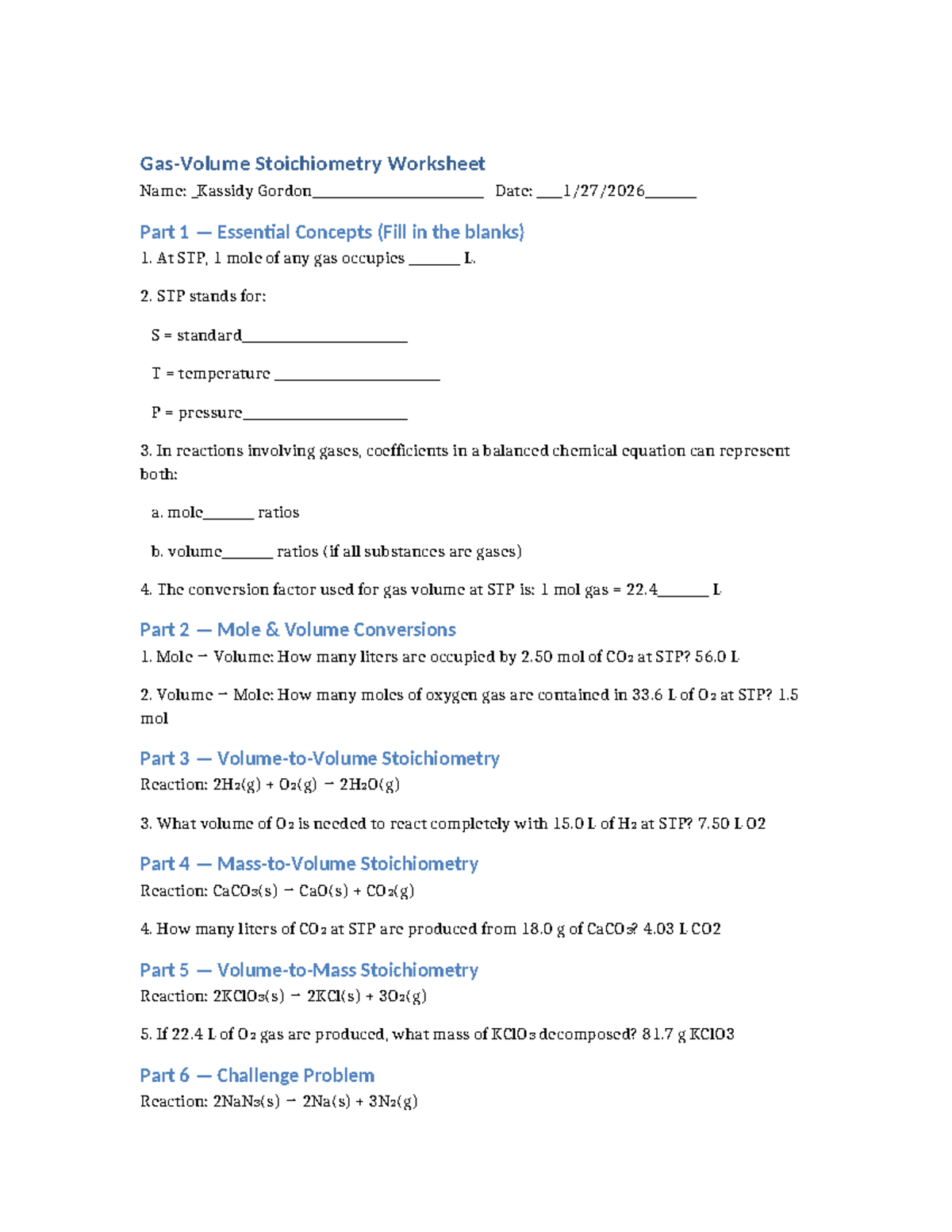 Stoichiometry Worksheet Review - Essential Concepts & Conversions - Studocu