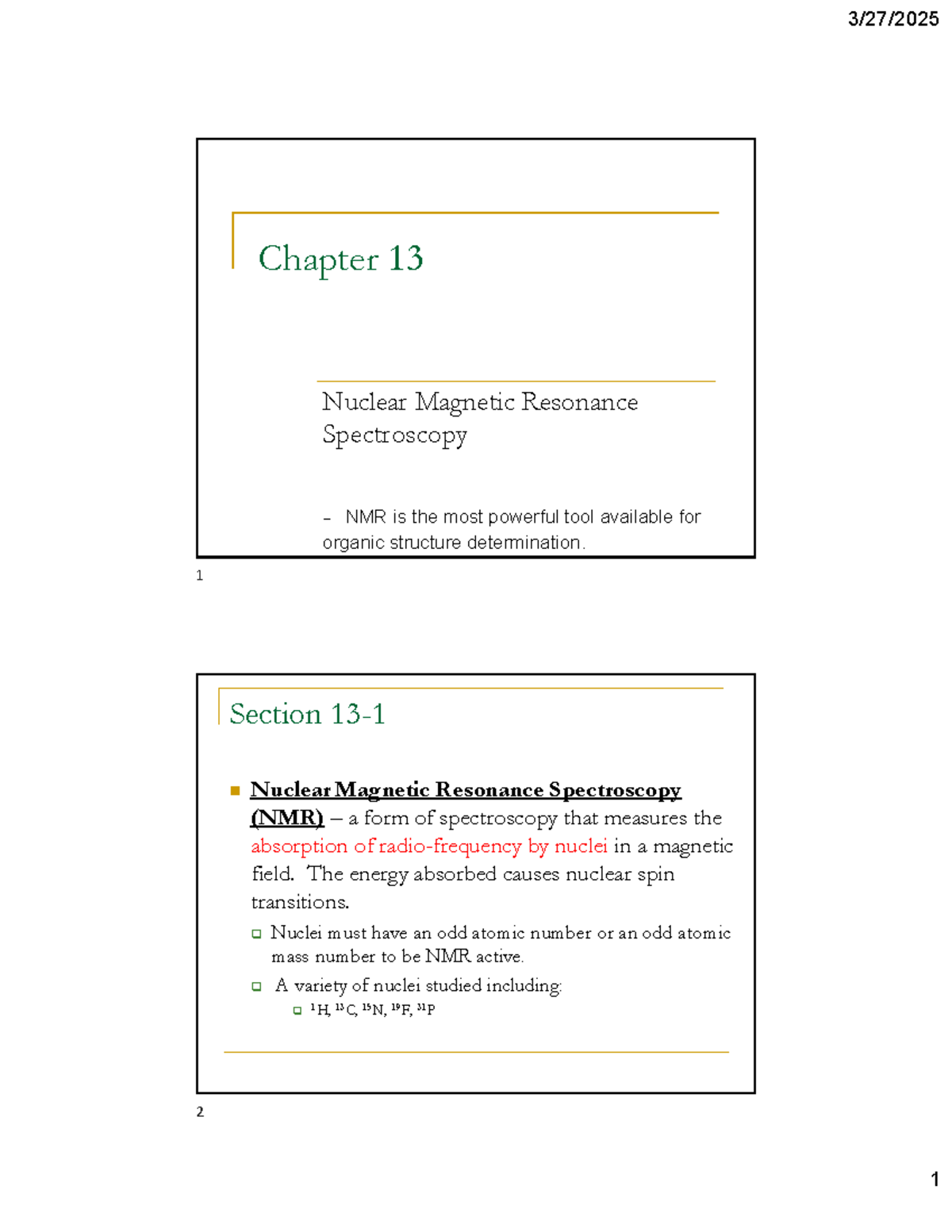 Chapter 13 - Lecture Notes on Nuclear Magnetic Resonance (NMR ...