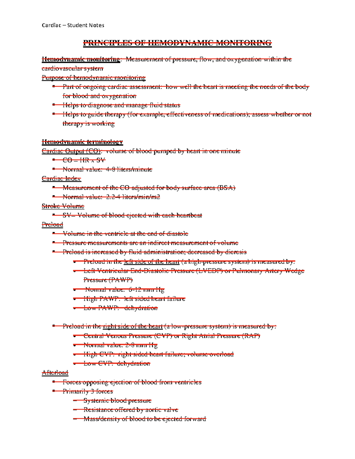Exam 1 - Hemodynamic Monitoring and Cardiac Dysrhythmias Notes - Studocu