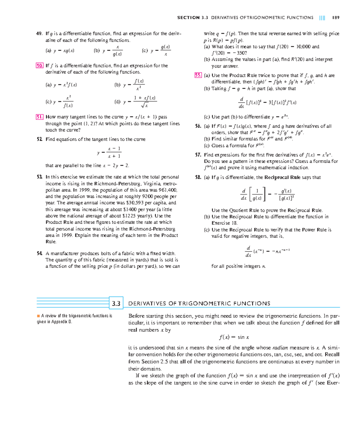 Math Ch 3.3 - Derivatives of Trigonometric Functions - Studocu