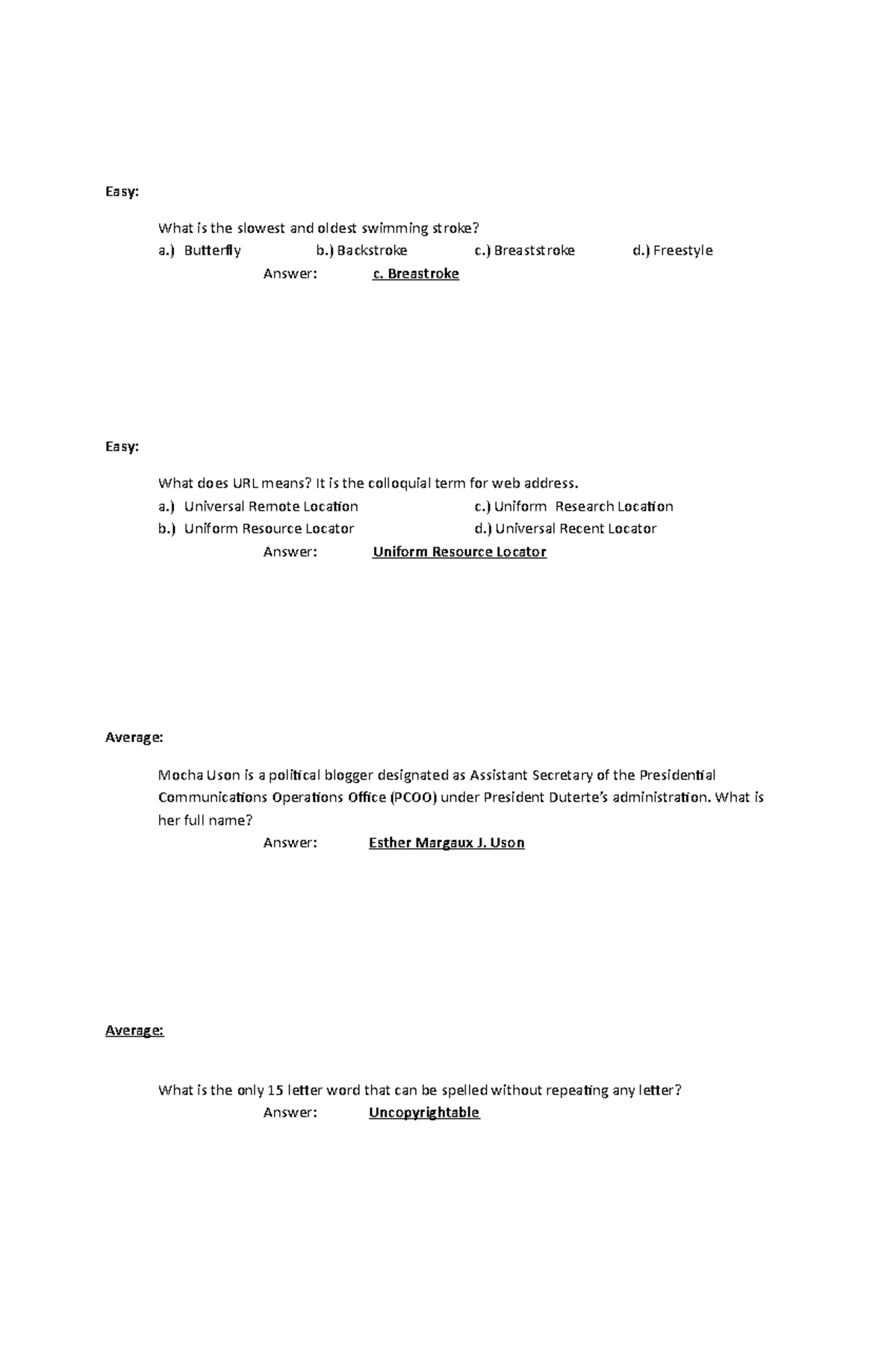 Division Battle of the Brains Questions 2017: Study Guide - Studocu