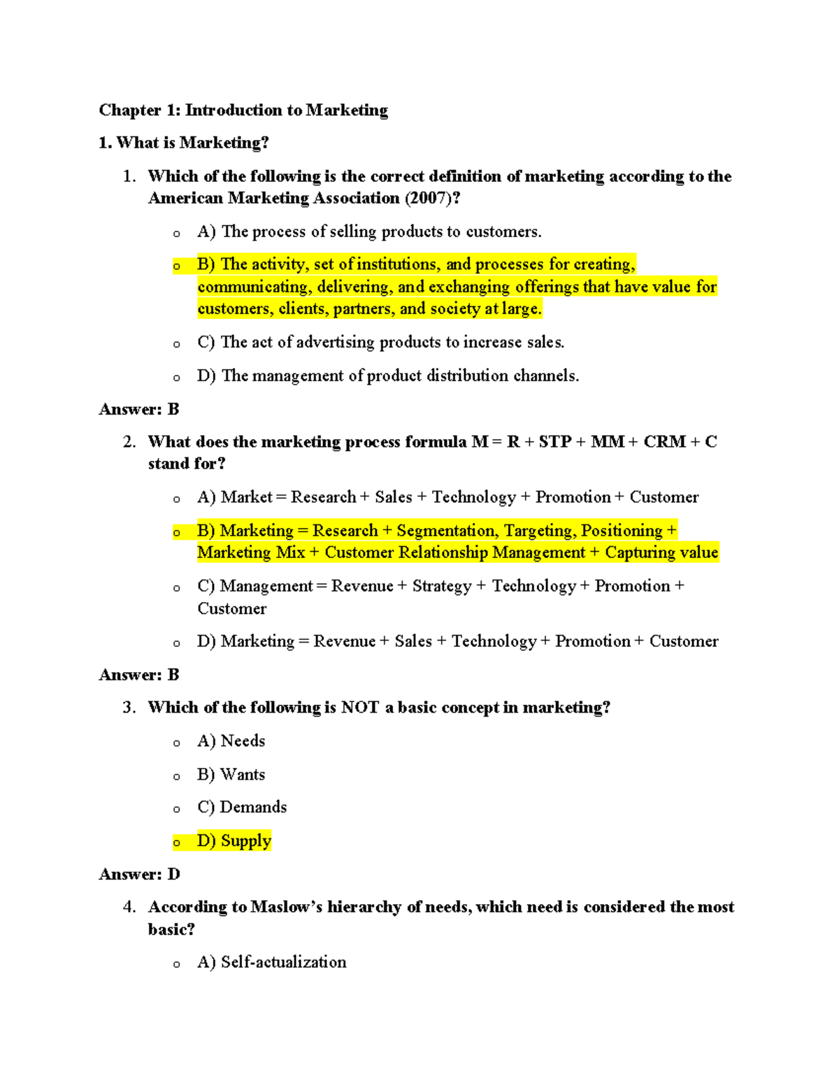 Chapter 1: Intro to Marketing Concepts & Key Definitions (GK MKT) - Studocu