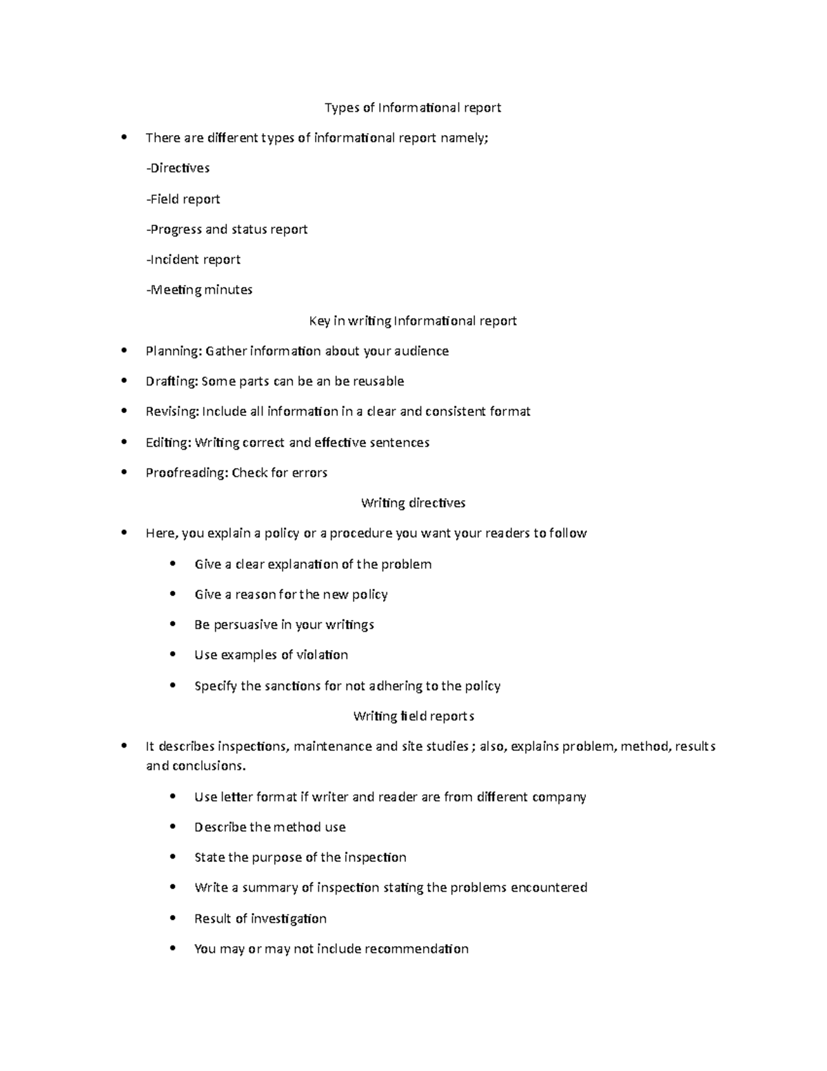 Informational Reports Guide: Types and Writing Techniques - Studocu