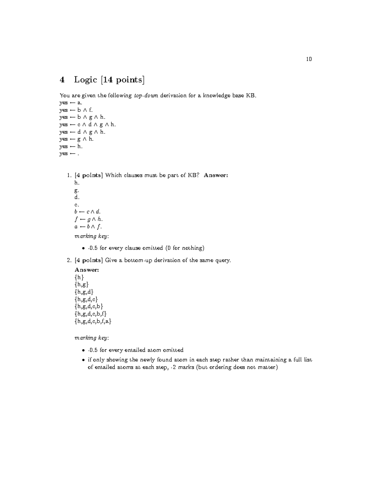 Final Exam 17: Logic Practice Problems and Solutions - Studocu