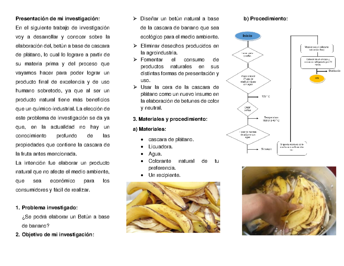 Betun a base de cascara de platano - Presentación de mi investigación