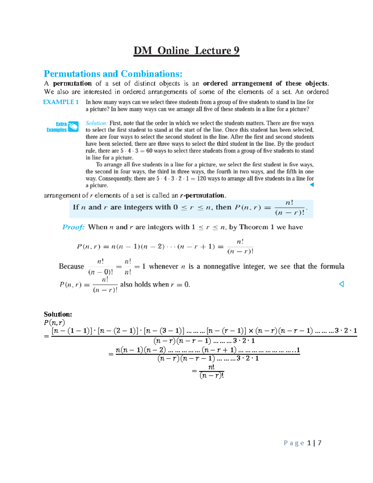 DM Online Lecture 9 - DM_Online_Lecture 9 Permutations and Combinations ...