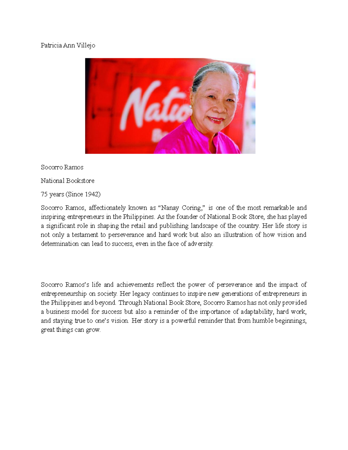 Socorro - Patricia Ann Villejo Socorro Ramos National Bookstore 75 ...