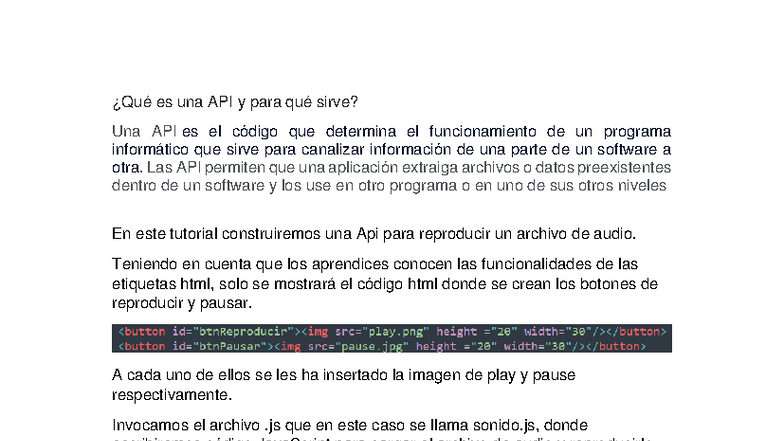 Construcción de una API de Sonido en JavaScript - Studocu