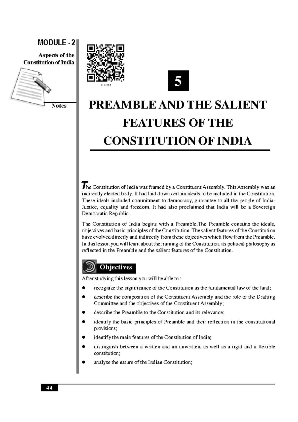 Political Science PS101: Preamble & Salient Features of Indian ...