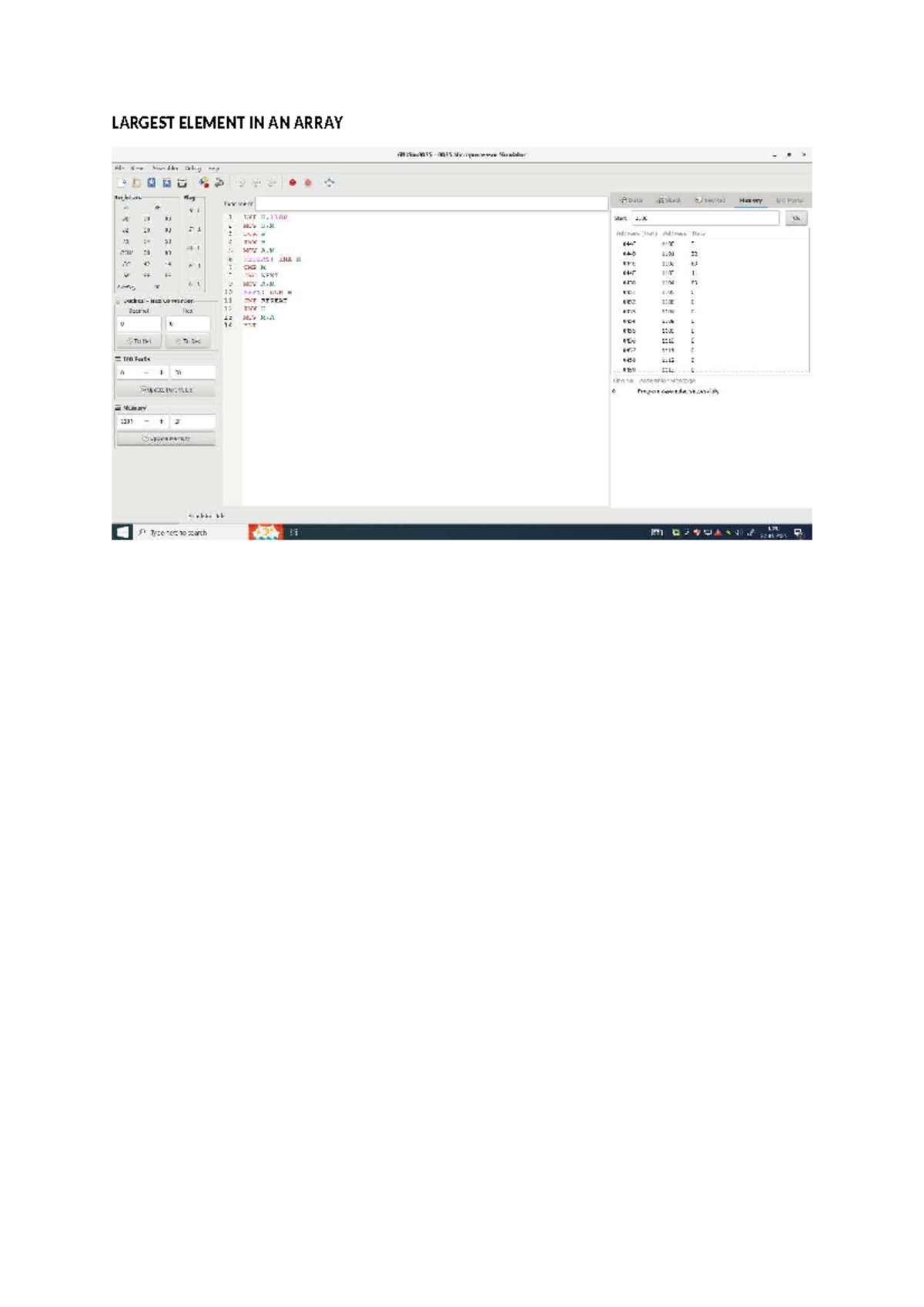 Largest Element in an Array - GNUSim8085 8085 Simulator - Studocu