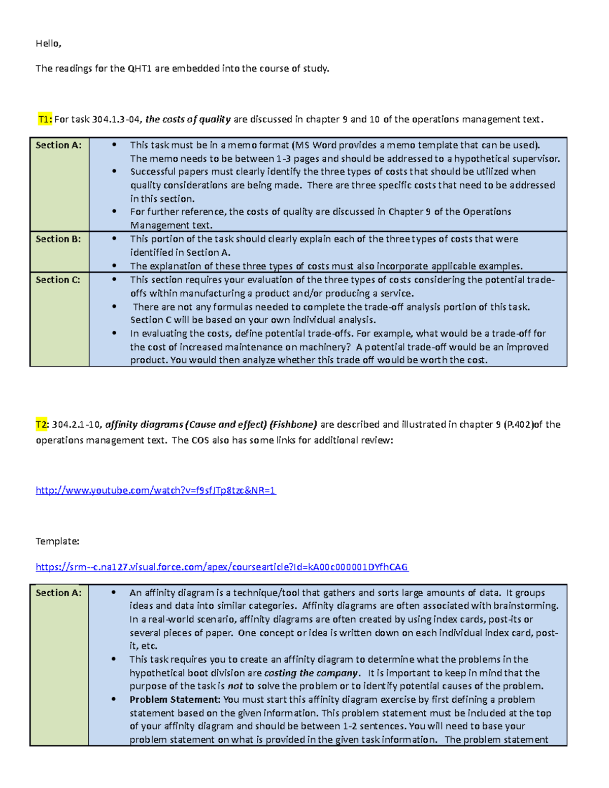 QHT1 Tips for Effective Cost Analysis and Affinity Diagrams - Studocu